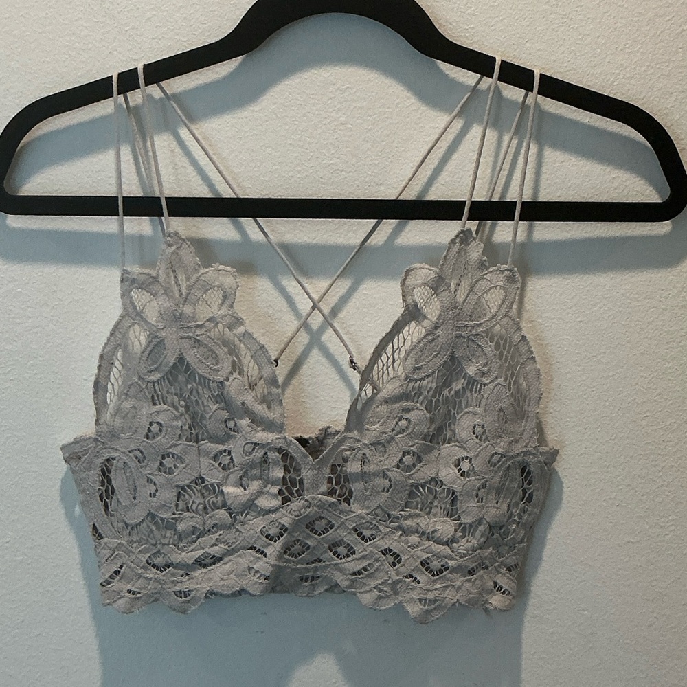 Free People Lace Bralette in Light Gray small